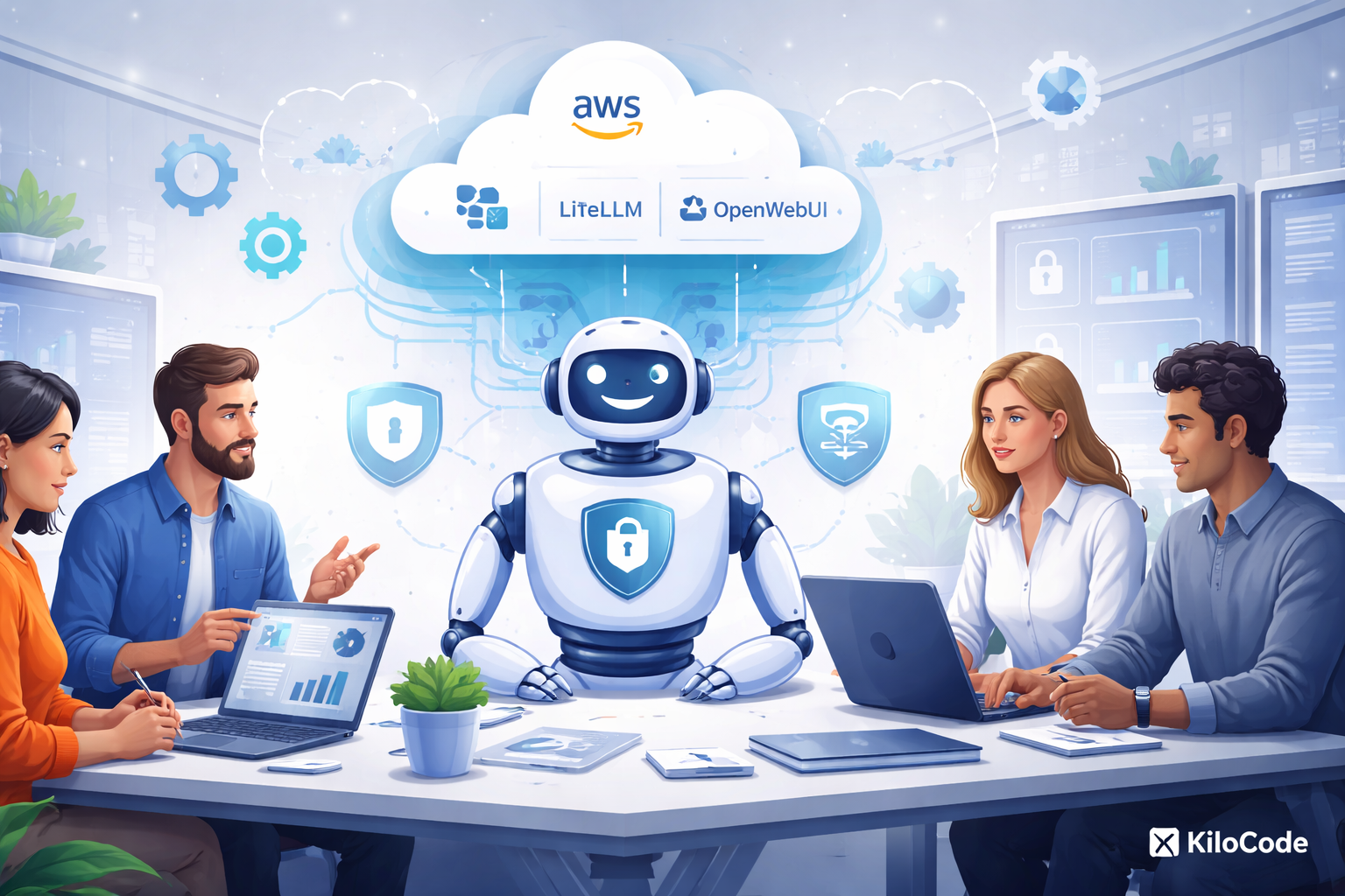 Image illustrant des utilisateurs autour de l'IA